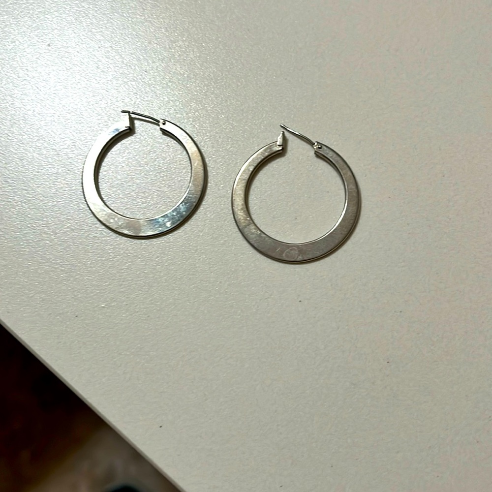 Classic silver hoops